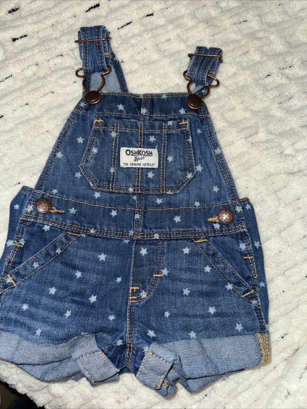 Osk Kosh B'Gosh Infant size 3 months Overalls 100 percent Cotton Star Shortall